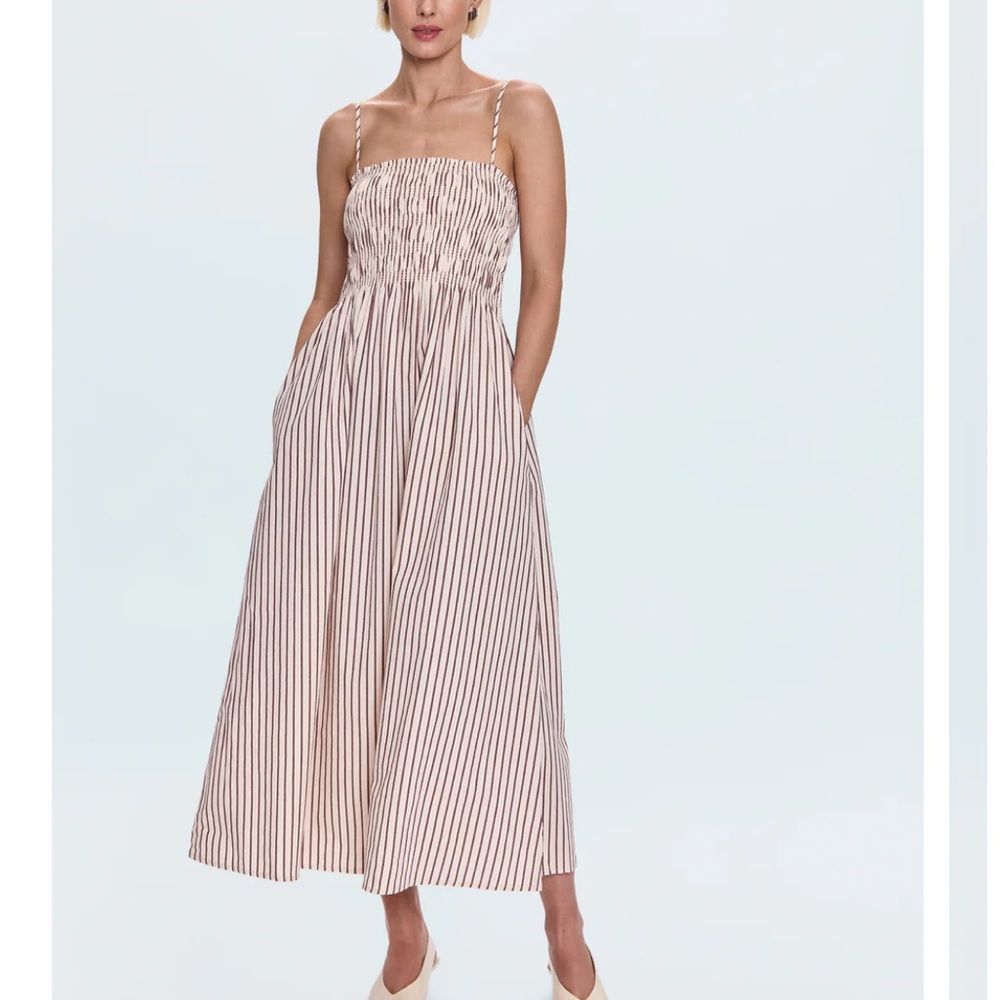 Pistola BIANCA SHIRRED BODICE DRESS - TIRAMISU STRIP